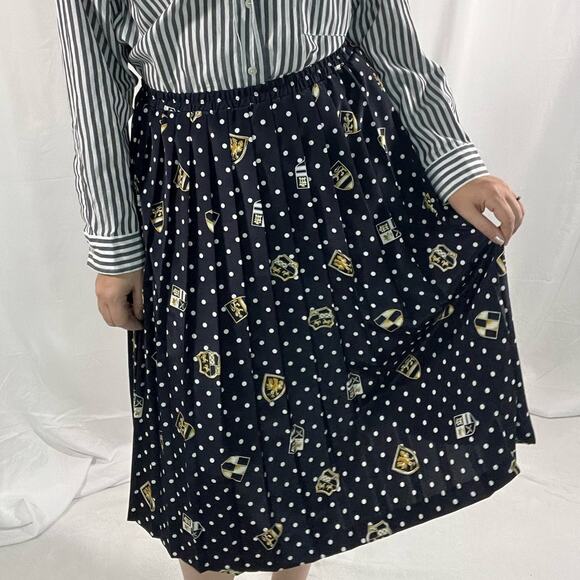 Leslie Fay Dresses & Skirts - Vintage Leslie Fay Navy Polka Dot Nautical Pleated Midi Skirt